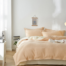 Category A full cotton four sets 100 pure cotton washed cotton waffle cotton waffle sheet Quilt Cover Mother & Baby Grade Bedding Three Sets