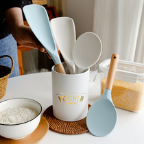 Silicone rice spoon household high temperature resistant non-stick rice Nordic ins creative wooden handle rice cooker rice shovel