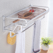 Space aluminum toilet rack wall-mounted bathroom towel rack towel rack non-perforated net basket double pole 2-layer pendant