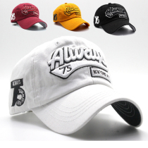 Cap male baseball hat Female English letters White sub embroidery pure cotton shade couple tide brand sunscreen