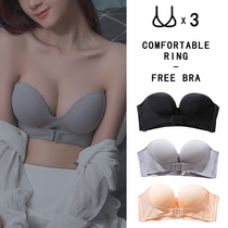Strapless underwear women gather non-slip upper bracket Invisible bandeau chest pad Wedding special small chest buckle beauty back bra