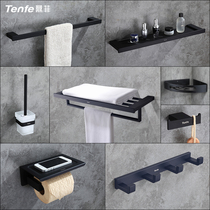 Dingfi Bathroom Bath Towel Rack Shelve Shelve With Black Towel Rack Punching Type Stainless Steel Hardware Pendant