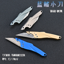 Pure titanium bluefin knife sharp mini keychain knife portable self-defense fruit knife Portable unpacking express unpacking knife
