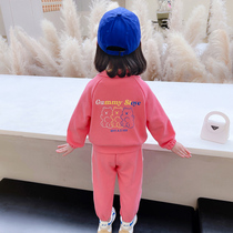 Female baby spring clothing suit 2022 new female children Yangqi Fashionable Children Dress Spring Girls Spring Autumn Sportswear