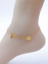 Twelve constellations zodiac Vietnamese sand gold anklet female 24K simple life year foot Lian Zi jewelry 999 net red