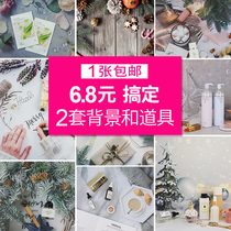 3d Christmas background paper ins Net red photo props ornaments gourmet food photography background cloth shooting props