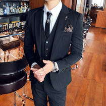 Business suit suit mens three-piece Korean version of handsome casual slim suit jacket male groom wedding dress