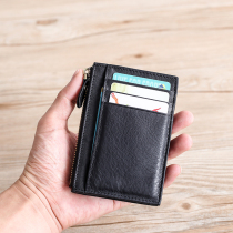 Nine City Good Artisanal Genuine Leather Mens Card Bag Ultra Slim Kclip Woman Retro Casual Minimalist Driving License Leather Wallet