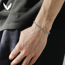  s925 sterling silver foxtail bracelet mens tide summer mens simple and generous design sense ins silver single hip-hop boys