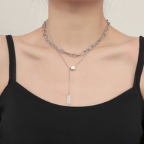Due to the lack of Sting French retro double-layered metal chain autumn and winter bi necklace sweater chain versatile cold wind
