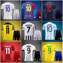 Football suit suit mens sports custom short-sleeved game training team uniform Cristiano Ronaldo Messi Bar S Real Madrid childrens jersey
