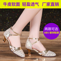 Daros Leather Mesh Dance Shoes Latin Dance Shoes Women's Four Seasons Leather Dance Shoes Adult Modern Soft Bottom