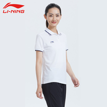 Li Ning Polo Shirt Woman Turnover Short Sleeve Summer New Loose Breathable Half Sleeve Lady Sports T-shirt Blouse