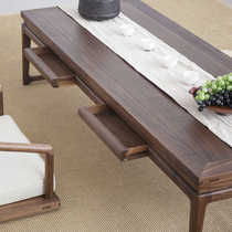 Solid Wood tatami table Japanese floating window small coffee table new Chinese Zen black walnut home low tea table Kang table