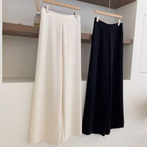 Joo Korea Pituitary High Sensation Rear Elastic Waist Design Casual Pants Broadlegged Pants