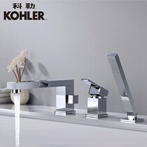 Gold black bathtub faucet rotary waterfall water outlet split bathtub cylinder side faucet set