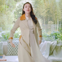 The US and Europe 2022 star child ballad Gu Qingyu Yu Tongan white high waist long sleeve one-piece dress Loose Windcoat Jacket Korean version