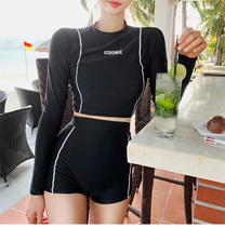 Vanliga black long sleeve sunscreen split swimsuit high waist flat corner slim diving suit female surf jellyfish coat