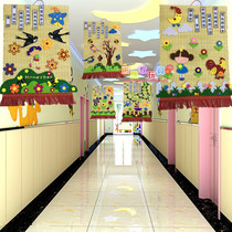 Kindergarten air decoration corridor Hall classroom creative bamboo curtain ancient poetry spring Four Seasons wall decoration