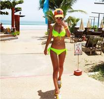 2021 new fluorescent bikini bikini size chest steel support gather swimsuit hot spring swimsuit woman
