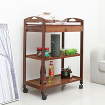 Nanzhu mobile dining cart cart hot pot shelf kitchen boutique beauty salon hotel tea solid wood three layers