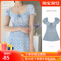 SOPHIE swimsuit female French floral flowers conservative thin girl belly hipster student one-piece dress swimsuit