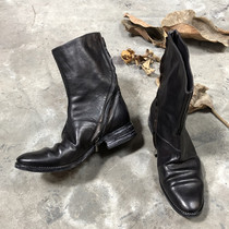 Handmade shoes by chendan Chen Dan womens shoes CCP Dark King ins do old diagonal zipper autumn boots
