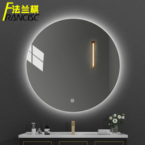 Punch-free explosion-proof round bathroom mirror with lamp Wall Wall anti-fog LED light mirror smart toilet mirror makeup mirror