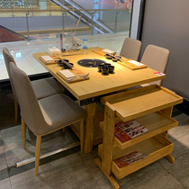 Hot pot restaurant smokeless marble hot pot table chair induction cooker integrated commercial solid wood barbecue dining table and chair combination