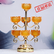 Xin Buddha Hall for Alloy Glazed Lotus Crisp Oil Lamp Wax Candle Holder Round Pass Buddhist and Crisp Oil Seat