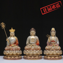 The Statue of the Buddha in Taiwan The Buddha Statue Handicraft Enamel is inlaid with the Bronze Statue of the Three Saints Guanyin and the Bronze Pendulum of the Buddha in Taiwan