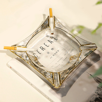 Fashion creative ashtray home living room Gold Gold border crystal glass modern office coffee table light luxury ornaments