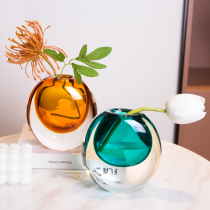 Nordic light luxury glass vase ornaments living room flower arrangement modern simple home dining table small vase porch decorations