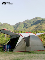 Mugao flute camping camping windproof and rainproof ventilation double-layer 4 people space Canopy Park back room tent
