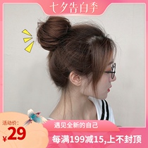 Female ghost ghost family real hair ball head wig bag wig female fluffy natural back of the head bud head disk hair device