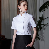 Domilai chef work clothes female breathable kitchen work clothes short-sleeved summer thin section hotel cake shop baking top
