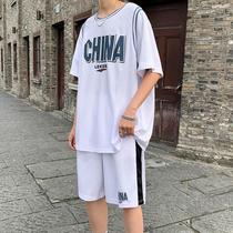 Leisure Sports Basketball suit men summer fake two T-shirt 2021 New basketball shirt short sleeve ins tide