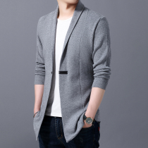 Medium and long sweater mens Chinese style casual sweater men wear Chinese cardigan jacket mens spring autumn trend