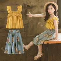 3 children 4 girls summer dress 5 Lianlian dress 2022 new princess dresses kid summer 6-year-old girl foreign air suit