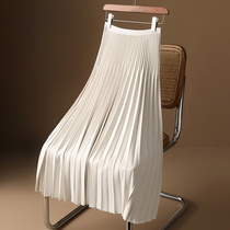 Heavy industry pleated white skirt female temperament Spring and Autumn new long skirt 2021 organ thin pleated skirt