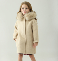 Boys and girls hooded double-sided cashmere 2021 New Korean version of autumn and winter childrens baby wool coat foreign style