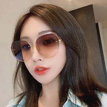 Star Cat Eye Polarized Ink Mirror Female Tide Grey Tea Color Glasses 2022 Han Edition Big Face Temperament Slim Sunglasses