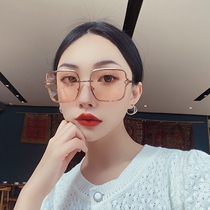Brown sunglasses Korean version 2021 new frameless womens street shot square elegant fashion sunglasses large frame round face glasses