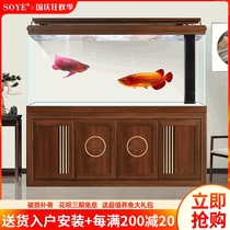 Fish tank aquarium living room solid wood ultra-white Landing home large intelligent high-end screen Chinese porch partition cabinet