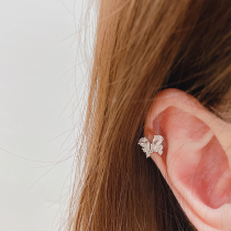 925 pure silver butterfly ear nail retro minimalist butterfly knot super-shiny earbuds zircon zircons buttoned with ear spikes