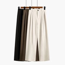 Western dress pants woman Summer thin section High waist pituitary straight drum small sub 90% casual black wide-legged pants spring autumn micro fat