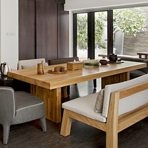 Nordic Home Solid Wood Table Sofa Rectangular Minima Modern Log Wind Tea Table One-piece Zen tea table