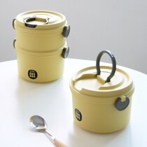 Korean-style round lunch box 304 stainless steel multi-layer large-capacity rice bucket heat preservation can be microwaved lunch box for office workers
