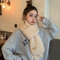 Scarf female winter wool knitting Korean version of Joker Harajuku style thickened warm and lovely student girl wool scarf