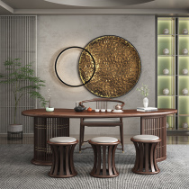 Aesthetics New Chinese Tea Table and Chair Combination Zen Kung Fu Tea Table Tea Table Tea Room Space Black Walnut Custom